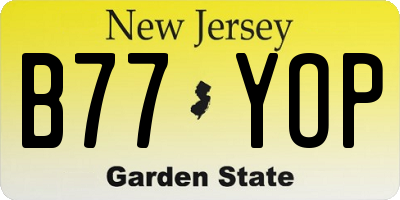 NJ license plate B77YOP