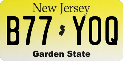 NJ license plate B77YOQ