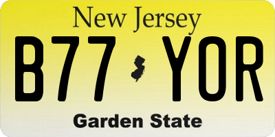 NJ license plate B77YOR