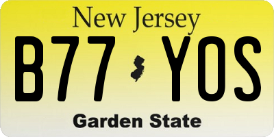 NJ license plate B77YOS