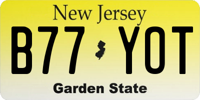 NJ license plate B77YOT