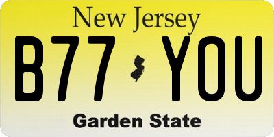 NJ license plate B77YOU