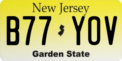 NJ license plate B77YOV