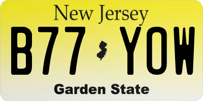 NJ license plate B77YOW