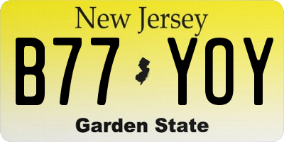 NJ license plate B77YOY