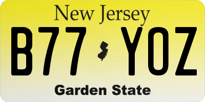 NJ license plate B77YOZ