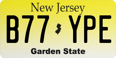 NJ license plate B77YPE