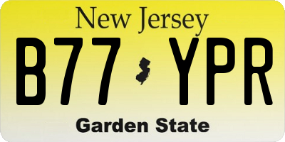 NJ license plate B77YPR