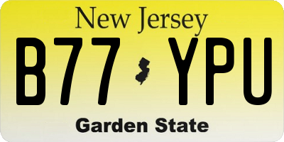 NJ license plate B77YPU