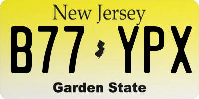 NJ license plate B77YPX