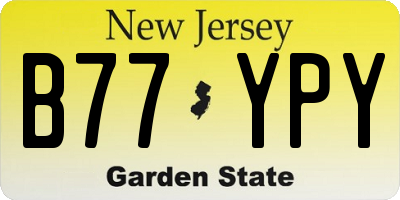 NJ license plate B77YPY