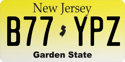 NJ license plate B77YPZ