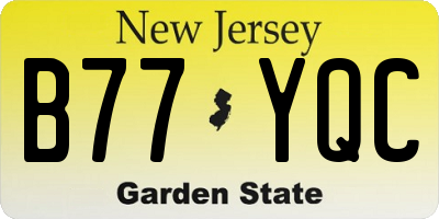 NJ license plate B77YQC