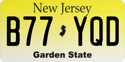 NJ license plate B77YQD