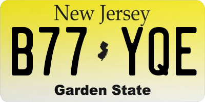 NJ license plate B77YQE
