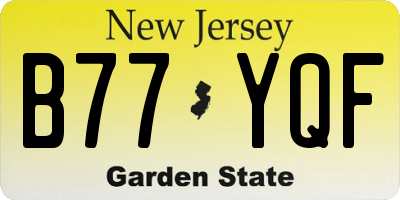 NJ license plate B77YQF