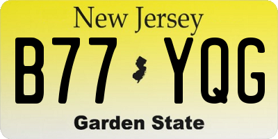 NJ license plate B77YQG