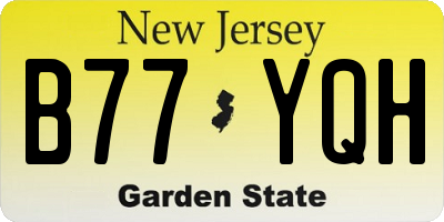 NJ license plate B77YQH