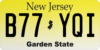 NJ license plate B77YQI