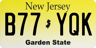 NJ license plate B77YQK
