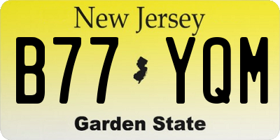 NJ license plate B77YQM