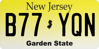 NJ license plate B77YQN