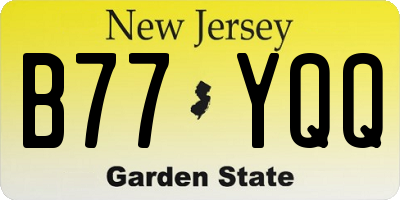 NJ license plate B77YQQ
