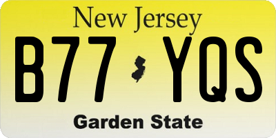 NJ license plate B77YQS