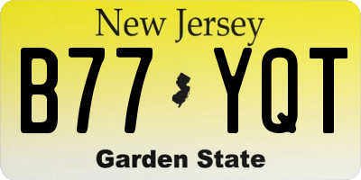 NJ license plate B77YQT