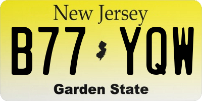 NJ license plate B77YQW