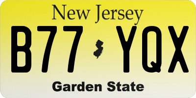 NJ license plate B77YQX