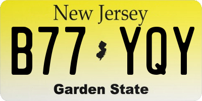 NJ license plate B77YQY