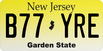 NJ license plate B77YRE