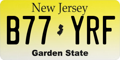 NJ license plate B77YRF
