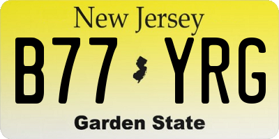 NJ license plate B77YRG