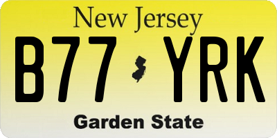 NJ license plate B77YRK