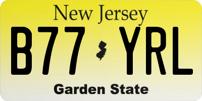 NJ license plate B77YRL