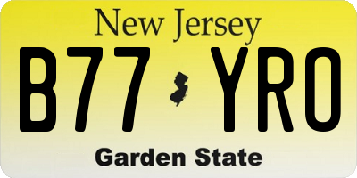 NJ license plate B77YRO