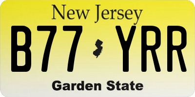 NJ license plate B77YRR
