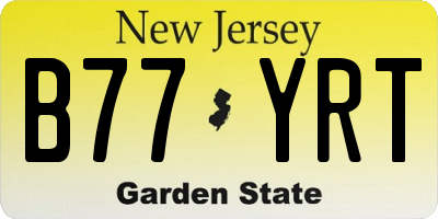 NJ license plate B77YRT