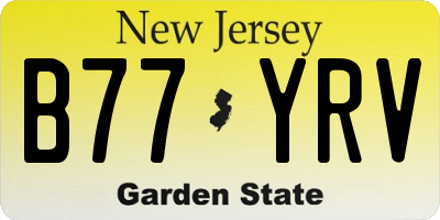 NJ license plate B77YRV