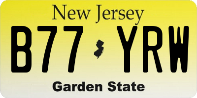 NJ license plate B77YRW