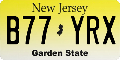 NJ license plate B77YRX