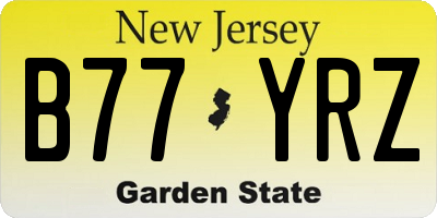 NJ license plate B77YRZ