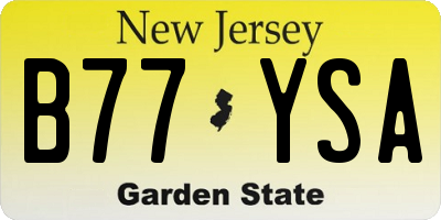 NJ license plate B77YSA