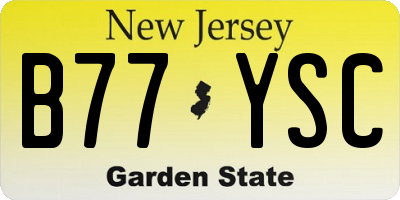 NJ license plate B77YSC