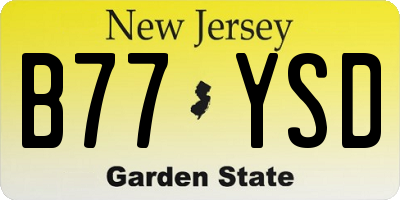 NJ license plate B77YSD