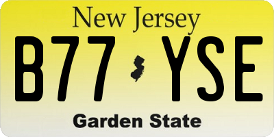 NJ license plate B77YSE