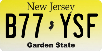 NJ license plate B77YSF