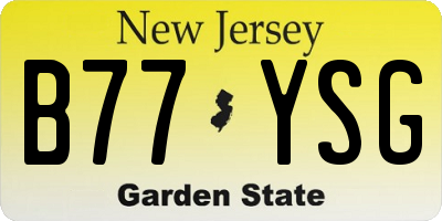 NJ license plate B77YSG